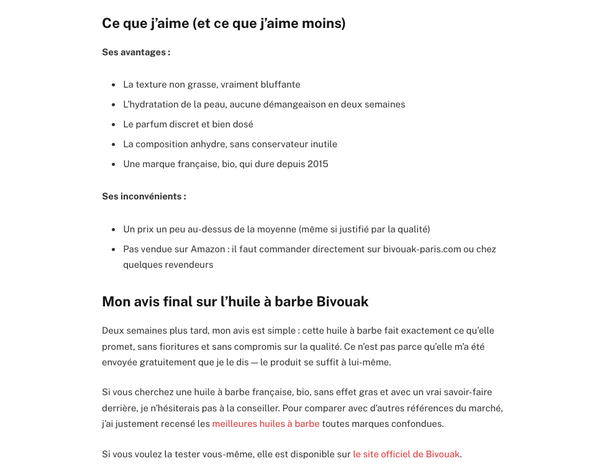 L’huile à barbe Bivouak, je l’ai enfin testée : mon avis complet