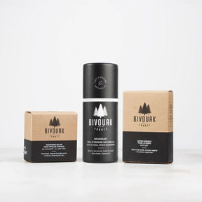 Coffret Hygiène solide Bivouak avec un déodorant un savon et un shampoing solide